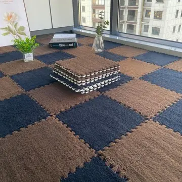Easy Install Interlocking Carpet Mat Non Slip Floor Tiles Custom Design Children Safe Foam Play Mat